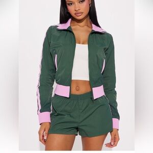 Fashion Nova Green and Pink Athletic Shorts